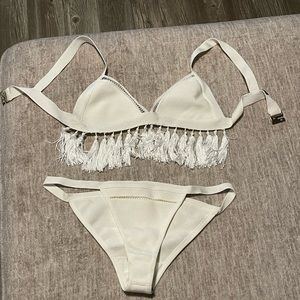 Cute White fringe bikini